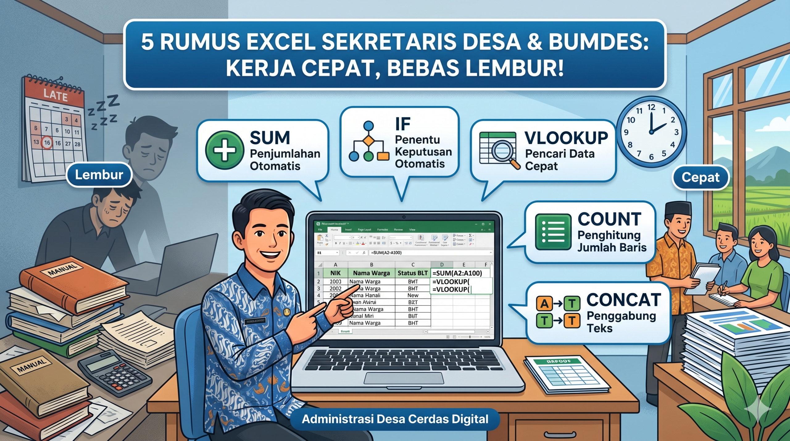 rumus Excel sekretaris desa untuk administrasi desa
